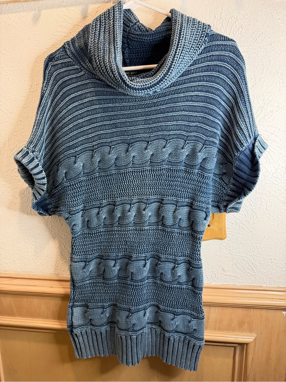 Cozy Cable-Knit Blue Women's Sweater Tunic